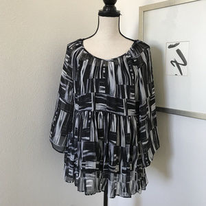 🌹🌹AB Studio Babydoll Blouse size M Semi Sheer